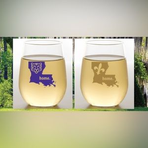 Louisiana Home Teams - Stemless Shatterproof Wine Glasses (2 Pack)